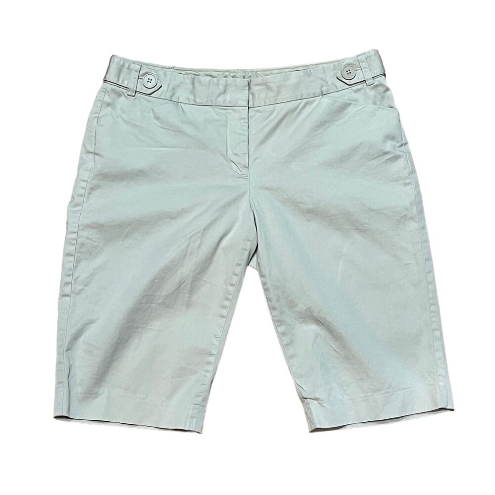 City Shorts Womens 6 Khaki Low Rise Express Above Knee Flat Front Belted W32 L12